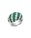 Bloomingdale's Fine Collection Bloomingdale's Emerald & Diamond Band Ring In 14k White Gold In Metallic