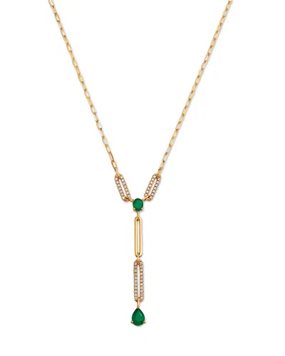 Bloomingdale's Fine Collection Bloomingdale's Emerald & Diamond Lariat Necklace In 14k Yellow Gold, 18 In Green/gold