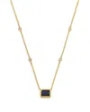 Bloomingdale's Fine Collection Bloomingdale's Fine Jewelry Blue Sapphire & Diamond Octagon Bezel Pendant Necklace In 14k Yellow Gol In Multi