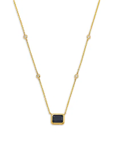 Bloomingdale's Fine Collection Bloomingdale's Fine Jewelry Blue Sapphire & Diamond Octagon Bezel Pendant Necklace In 14k Yellow Gol In Multi