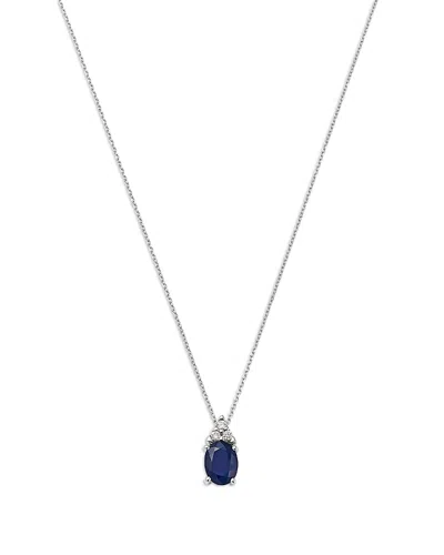 Bloomingdale's Fine Collection Bloomingdale's Fine Jewelry Blue Sapphire & Diamond Pendant Necklace In 14k White Gold, 16