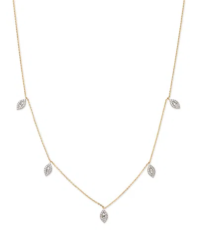 Bloomingdale's Fine Collection Bloomingdale's Fine Jewelry Diamond Baguette & Round Cluster Droplet Collar Necklace In 14k Yellow G In Gold