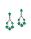 Bloomingdale's Fine Collection Bloomingdale's Fine Jewelry Emerald & Diamond Open Pear Drop Earrings In 14k White Gold In Multi