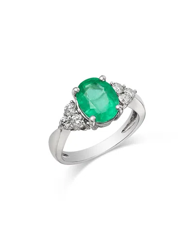 Bloomingdale's Fine Collection Bloomingdale's Fine Jewelry Emerald & Diamond Oval Ring In 14k White Gold