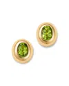 Bloomingdale's Fine Collection Bloomingdale's Fine Jewelry Peridot Polished Bezel Oval Stud Earrings In 14k Yellow Gold In Green/gold