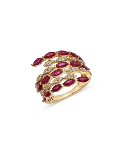 Bloomingdale's Fine Collection Bloomingdale's Fine Jewelry Ruby & Diamond Multirow Ring In 14k Yellow Gold