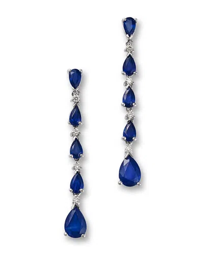 Bloomingdale's Fine Collection Bloomingdale's Fine Jewelry Sapphire & Diamond Pear Linear Drop Earrings In 14k White Gold