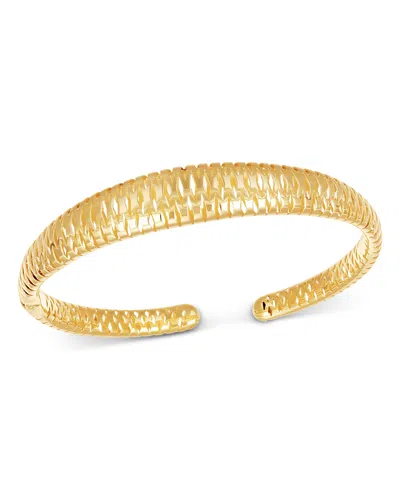 Bloomingdale's Fine Collection Bloomingdale's Lattice Texture Graduated Cuff Bangle Bracelet In 14k Yellow Gold