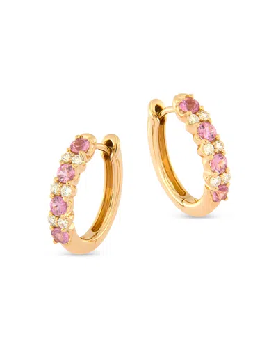 Bloomingdale's Fine Collection Bloomingdale's Pink Sapphire & Diamond Hoop Earrings In 14k Pink Gold In Pink/gold