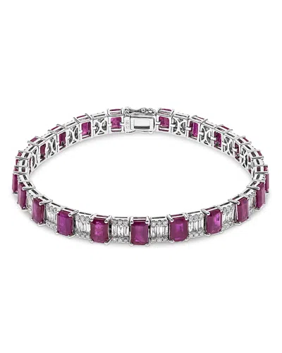 Bloomingdale's Fine Collection Bloomingdale's Ruby & Diamond Bracelet In 18k White Gold In Red/white