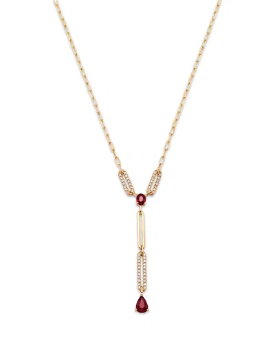 Bloomingdale's Fine Collection Bloomingdale's Ruby & Diamond Lariat Necklace In 14k Yellow Gold, 18 In Red/gold