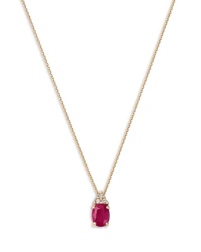 Bloomingdale's Fine Collection Bloomingdale's Ruby & Diamond Pendant Necklace In 14k Yellow Gold, 16 In Multi