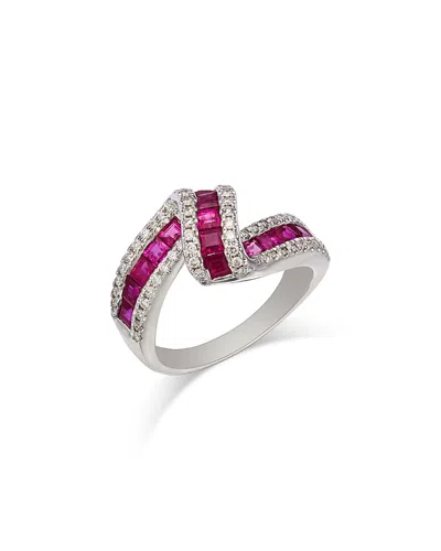 Bloomingdale's Fine Collection Bloomingdale's Ruby & Diamond Swirl Statement Ring In 14k White Gold In Pink/white