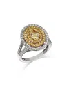 Bloomingdale's Fine Collection Bloomingdale's Limited Edition White & Yellow Diamond Oval & Round Halo Ring In 18k Yellow Gold & Wh In Yellow/white
