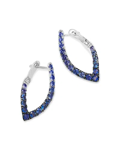 Bloomingdale's Fine Collection Blue & White Sapphire Ombre Spiral Front-to-back Earrings In 14k White Gold