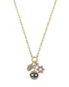 Bloomingdale's Fine Collection Blue Sapphire & Black & White Diamond Evil Eye, Hamsa, And Star Of David Charm Necklace With A Paper