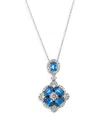 Bloomingdale's Fine Collection Blue Sapphire & Champagne Diamond Pendant Necklace In 14k White Gold, 20 In Blue/white