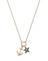 Bloomingdale's Fine Collection Blue Sapphire & Diamond Anchor & Starfish Pendant Necklace In 14k Yellow Gold, 18 In Gold