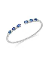 Bloomingdale's Fine Collection Blue Sapphire & Diamond Beaded Cuff Bangle Bracelet In 14k White Gold In Gold
