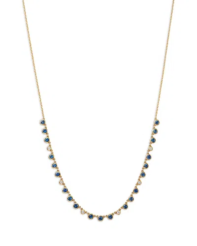 Bloomingdale's Fine Collection Blue Sapphire & Diamond Bezel Collar Necklace In 14k Yellow Gold, 18