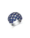 Bloomingdale's Fine Collection Blue Sapphire & Diamond Checkerboard Cluster Ring In 14k White Gold In White