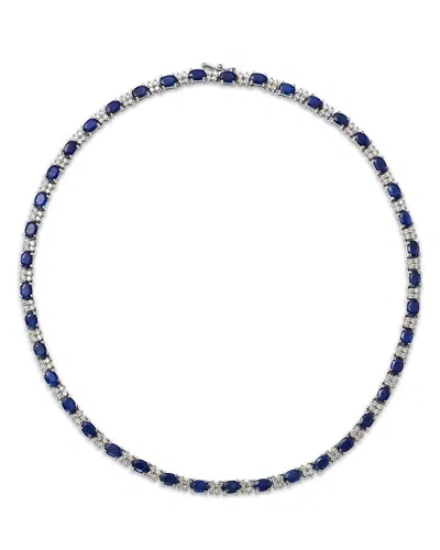 Bloomingdale's Fine Collection Blue Sapphire & Diamond Collar Necklace In 14k White Gold, 16 - Exclusive In Blue/white
