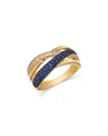 Bloomingdale's Fine Collection Blue Sapphire & Diamond Crossover Ring In 14k Yellow Gold In Gold