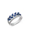 Bloomingdale's Fine Collection Blue Sapphire & Diamond Double Row Ring In 14k White Gold