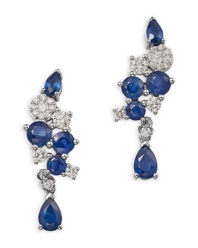 Bloomingdale's Fine Collection Blue Sapphire & Diamond Drop Earrings In 14k White Gold In Blue/white Gold