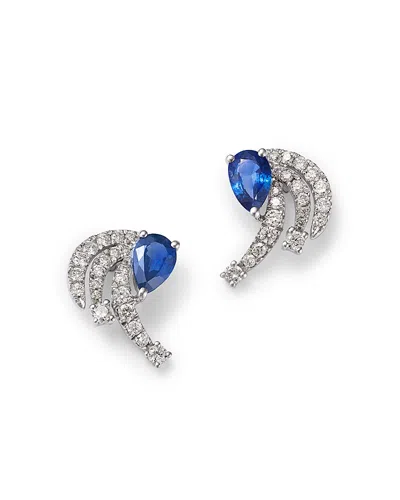 Bloomingdale's Fine Collection Blue Sapphire & Diamond Earrings In 14k White Gold In Blue/white