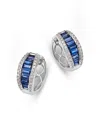 Bloomingdale's Fine Collection Blue Sapphire & Diamond Huggie Hoop Earrings In 14k White Gold In Multi