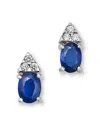 Bloomingdale's Fine Collection Blue Sapphire & Diamond Oval Stud Earrings In 14k White Gold In Multi