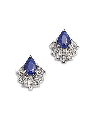 Bloomingdale's Fine Collection Blue Sapphire & Diamond Pear Stud Earrings In 14k White Gold