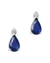Bloomingdale's Fine Collection Blue Sapphire & Diamond Pear Stud Earrings In 14k White Gold In Multi