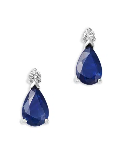 Bloomingdale's Fine Collection Blue Sapphire & Diamond Pear Stud Earrings In 14k White Gold In Multi