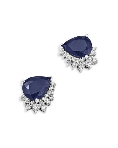 Bloomingdale's Fine Collection Blue Sapphire & Diamond Pear Swirl Stud Earrings In 14k White Gold