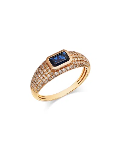 Bloomingdale's Fine Collection Blue Sapphire & Diamond Ring In 14k Yellow Gold
