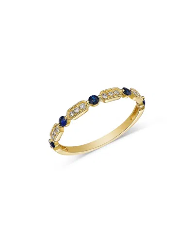 Bloomingdale's Fine Collection Blue Sapphire & Diamond Ring In 14k Yellow Gold