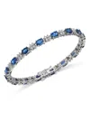 Bloomingdale's Fine Collection Blue Sapphire & Diamond Tennis Bracelet In 14k White Gold In Blue/white