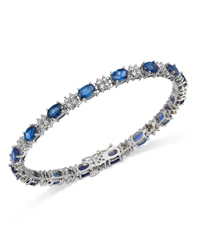 Bloomingdale's Fine Collection Blue Sapphire & Diamond Tennis Bracelet In 14k White Gold In Blue/white
