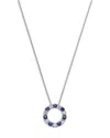 Bloomingdale's Fine Collection Blue Sapphire & White Sapphire Circle Pendant Necklace In 14k White Gold, 18 In White/blue