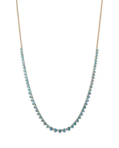 Bloomingdale's Fine Collection Blue Topaz Adjustable Tennis Necklace In 14k Yellow Gold, 14-17 In Blue/gold