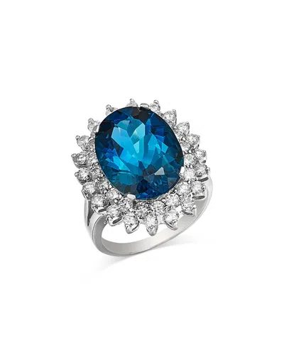 Bloomingdale's Fine Collection Blue Topaz & Diamond Ring In 14k White Gold In Blue/white