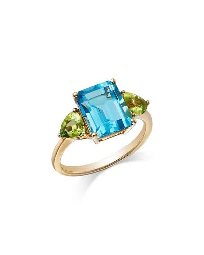 Bloomingdale's Fine Collection Blue Topaz & Peridot Ring In 14k Yellow Gold In Multi