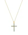 Bloomingdale's Fine Collection Blue Topaz Cross Pendant Necklace In 14k Yellow Gold, 16-18 In Gold
