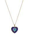 Bloomingdale's Fine Collection Blue Topaz, Lapis Lazuli & Diamond Heart Pendant Necklace In 14k Yellow Gold, 18 In Blue/gold