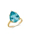 Bloomingdale's Fine Collection Blue Topaz Pear Ring In 14k Yellow Gold In Blue