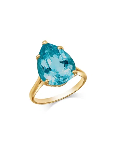 Bloomingdale's Fine Collection Blue Topaz Pear Ring In 14k Yellow Gold