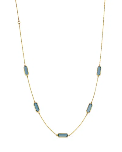 Bloomingdale's Fine Collection Blue Topaz Station Necklace In 14k Yellow Gold, 16-18
