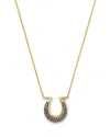 Bloomingdale's Fine Collection Brown Diamond Horseshoe Pendant Necklace In 14k Yellow Gold, 0.29 Tcw In Gold